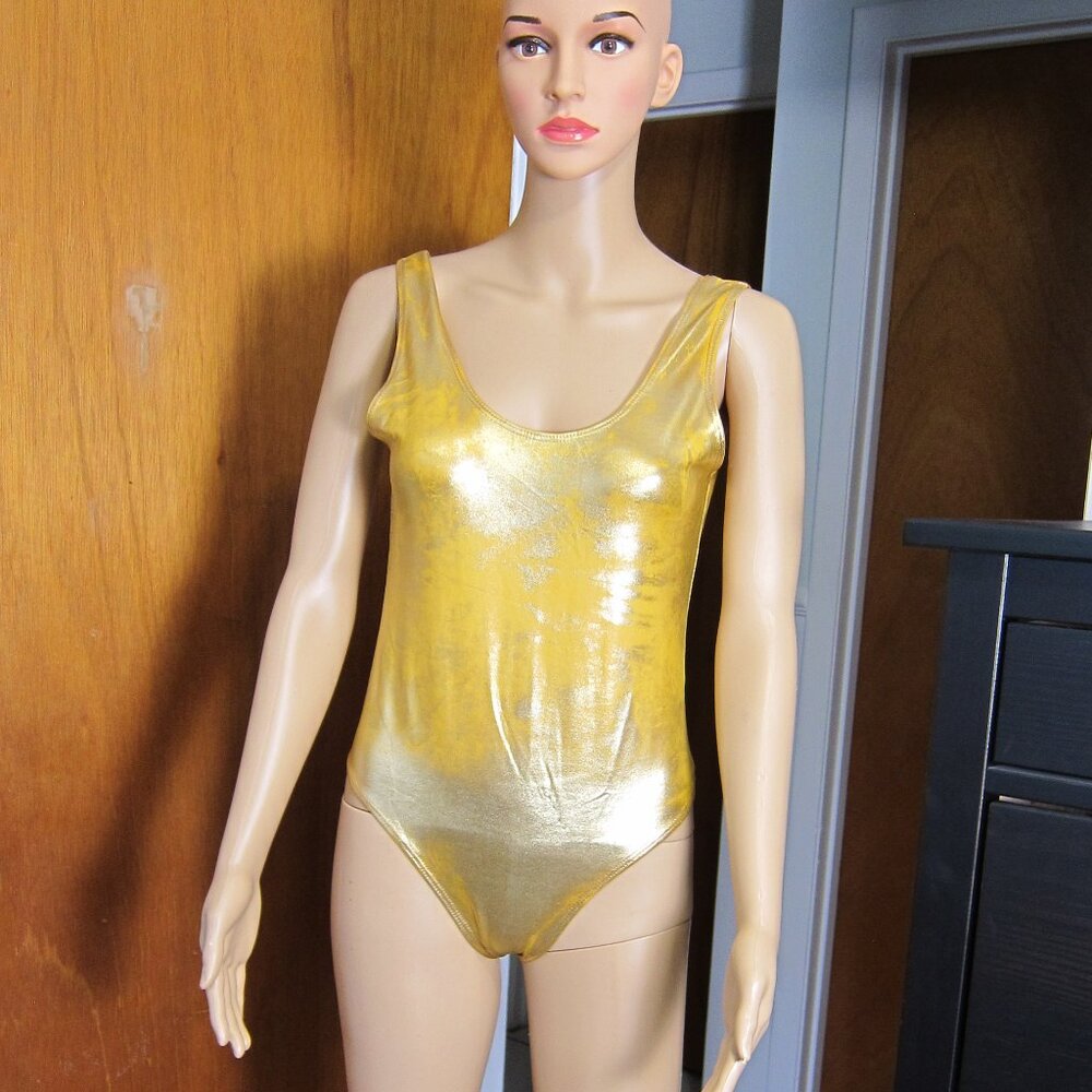 made in usa Bodysuit Top Yellow- Golden Stretch Lightweight Size L